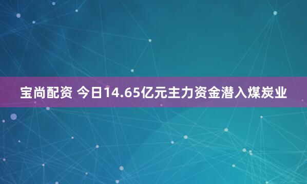 宝尚配资 今日14.65亿元主力资金潜入煤炭业