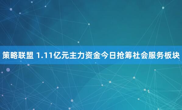 策略联盟 1.11亿元主力资金今日抢筹社会服务板块